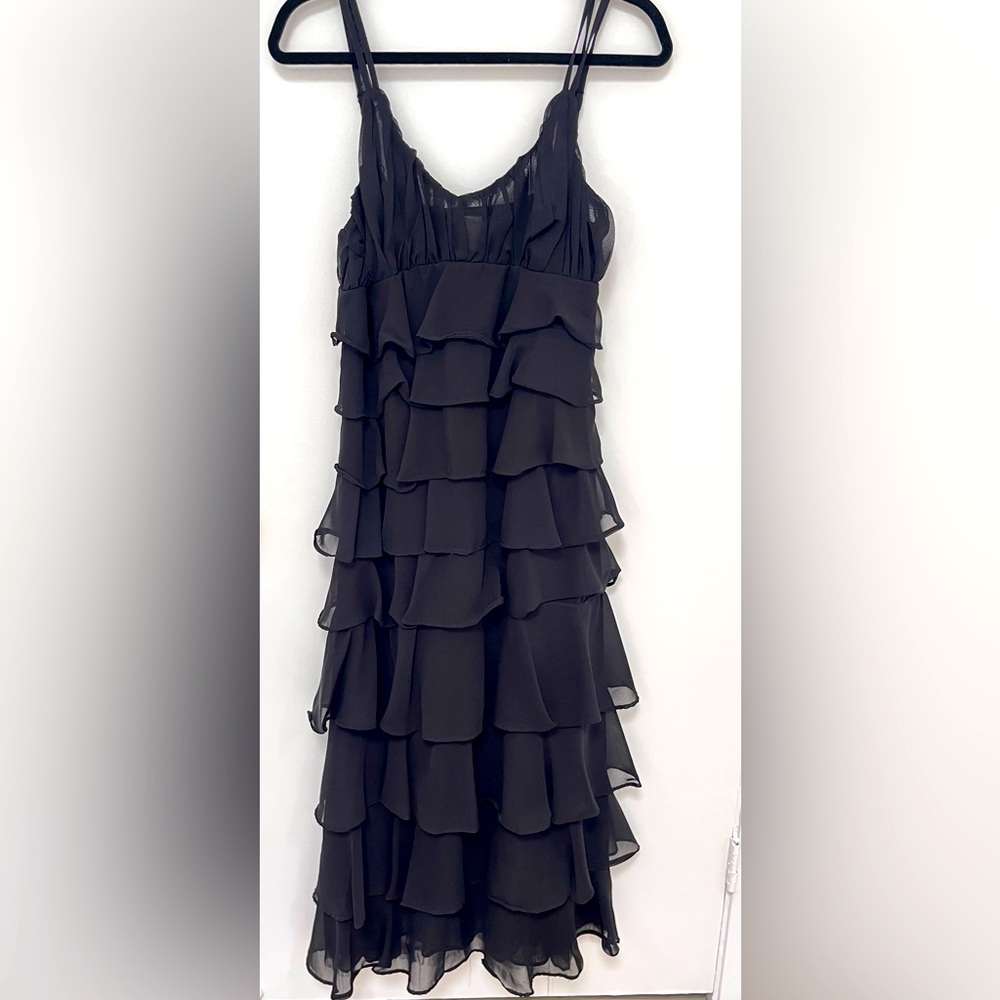 Romeo & Juliet Couture Tiered Ruffles Black Maxi Dress Small